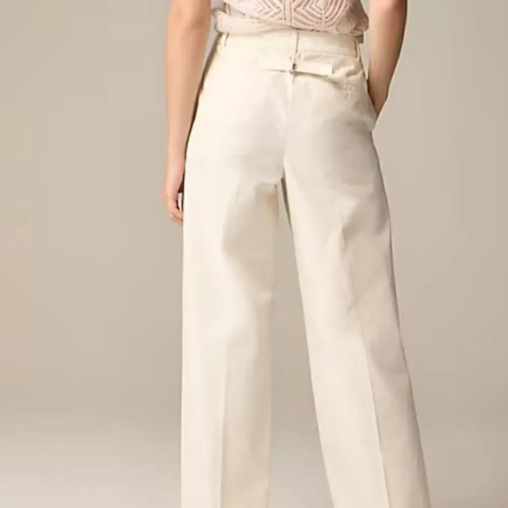 J. Crew Full-length wide-leg trouser in cotton blend Ivory NWT size 2